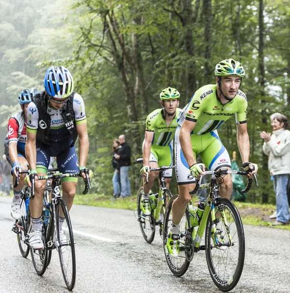 The Cyclist Elia Viviani Climbing Col du Platzerwasel - Tour de — Stock Photo, Image