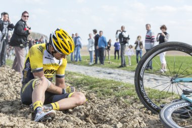 The Cyclist Tom Van Asbroeck - Paris Roubaix 2015 clipart