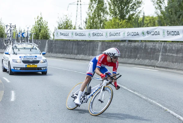 Bisikletçi tom dumoulin - 2014 Fransa Bisiklet Turu — Stok fotoğraf