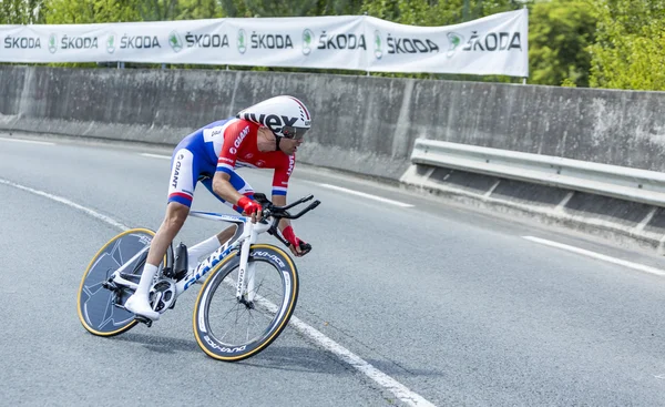 Bisikletçi tom dumoulin - 2014 Fransa Bisiklet Turu — Stok fotoğraf