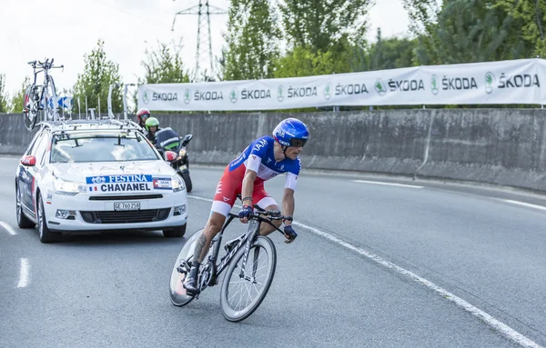 Велосипедист Сільвен chavane - Тур де Франс 2014 — стокове фото