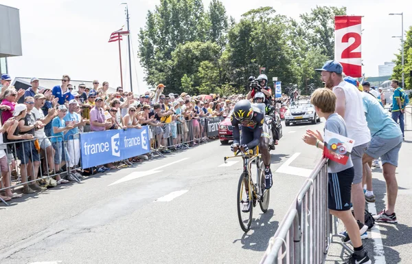 Rowerzysta Daniel Teklehaimanot - Tour de France 2015 — Zdjęcie stockowe