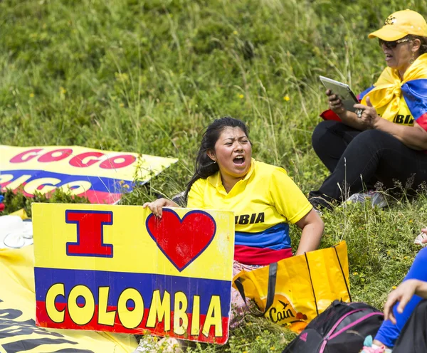 A Le Tour de France 2015-ig a kolumbiai támogatói — Stock Fotó