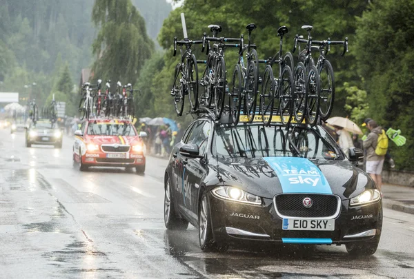 Conducción técnica de Sky Team bajo la lluvia - Tour de France 20 — Foto de Stock