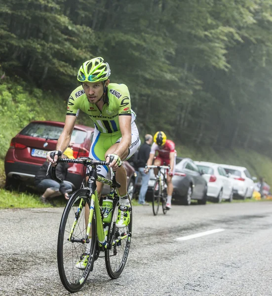 De wielrenner Jean-Marc Marino klimmen Col du Platzerwasel - Tour — Stockfoto
