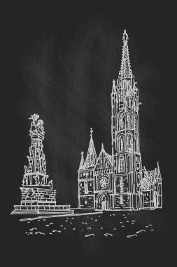 Macaristan, Budapeşte 'deki St. Matthias Kilisesi' nin vektör çizimi.