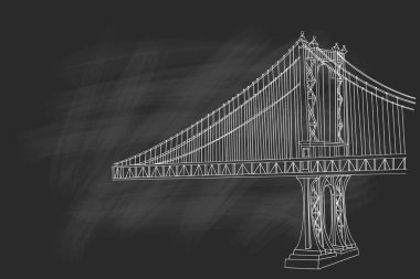 New York 'taki Brooklyn Köprüsü' nün vektör çizimi