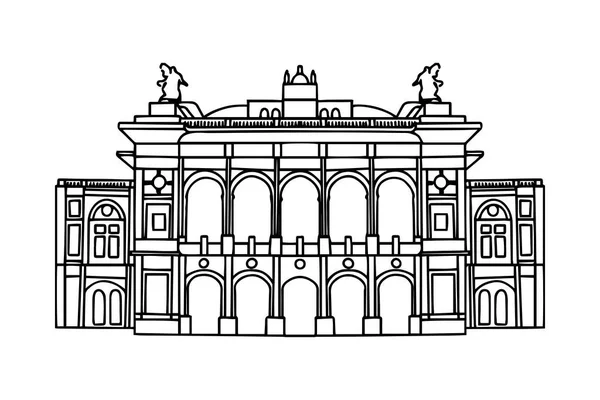 Croquis Vectoriel Wiener Ringstrasse Avec Burgtheater Vienne Autriche — Image vectorielle