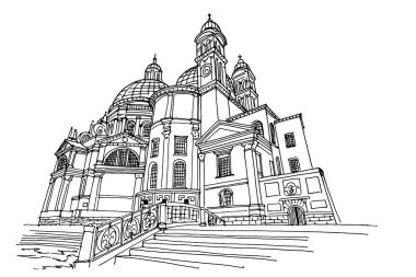 Santa Maria della Salute, Venedik, İtalya 'nın vektör çizimi.