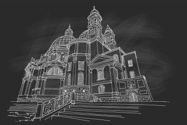 Santa Maria della Salute, Venedik, İtalya 'nın vektör çizimi.