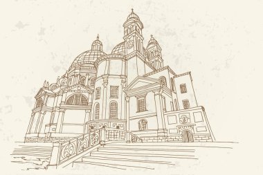 Santa Maria della Salute, Venedik, İtalya 'nın vektör çizimi.