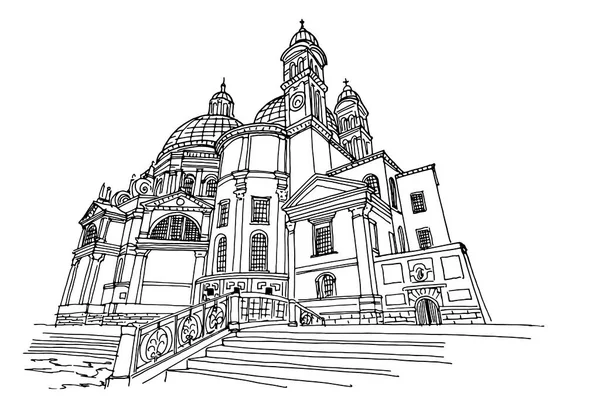 Vector Sketch Basilica Santa Maria Della Salute Velence Olaszország — Stock Vector