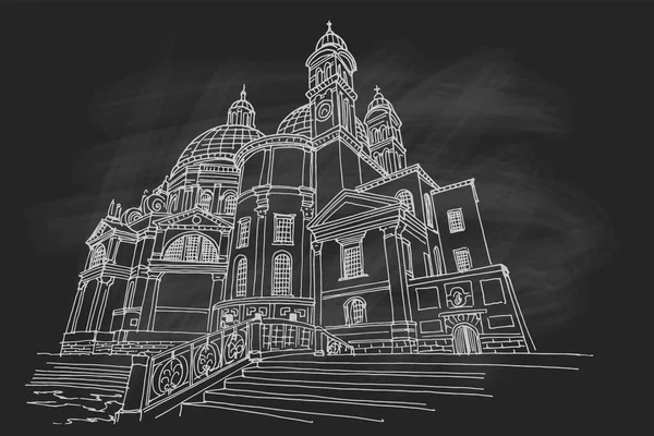 Santa Maria della Salute, Venedik, İtalya 'nın vektör çizimi.