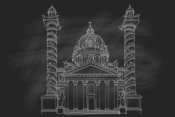 St. Charles Kilisesi, Viyana, Avusturya 'nın vektör çizimi.