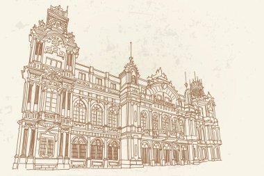 Barcelona Liman İdaresi 'nin vektör çizimi. İspanya.