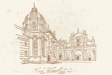 Çek Cumhuriyeti Prag 'daki Assisi Kilisesi Aziz Francis' in vektör çizimi.