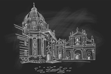 Çek Cumhuriyeti Prag 'daki Assisi Kilisesi Aziz Francis' in vektör çizimi.