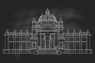 Zagreb 'deki sanat pavilyonunun vektör çizimi. Hırvatistan, Güneydoğu Avrupa 'nın en eski galerisi