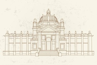 Zagreb 'deki sanat pavilyonunun vektör çizimi. Hırvatistan, Güneydoğu Avrupa 'nın en eski galerisi