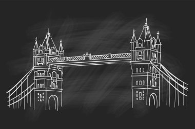 Tower Bridge 'in vektör çizimi, Londra, Birleşik Krallık.