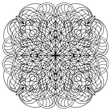 Vektör illüstrasyonu, mandala biçiminde dekoratif dairesel desen.
