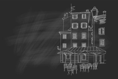 Hırvatistan 'ın Rovinj kentinin mimarisinin vektör çizimi.