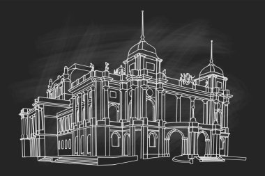 Hırvatistan 'ın Zagreb kentindeki Hırvat Ulusal Tiyatrosu' nun vektör çizimi.