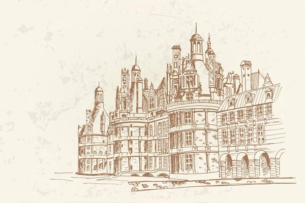 Boceto Del Castillo Chambord Francia — Archivo Imágenes Vectoriales