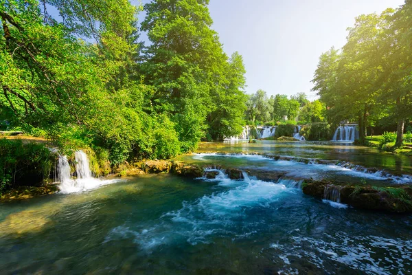 Vodopád Řece Koraně Slunj Chorvatsko — Stock fotografie