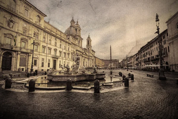 Piazza Navona üç ünlü çeşmeler ile. Roma. İtalya. — Stok fotoğraf