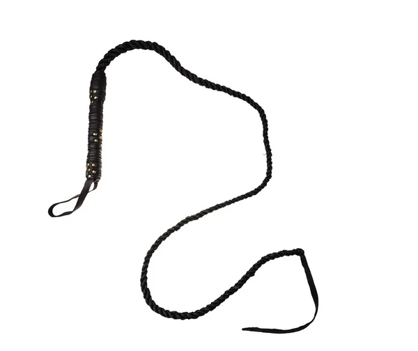 Leather whip on white background — Stock Photo, Image