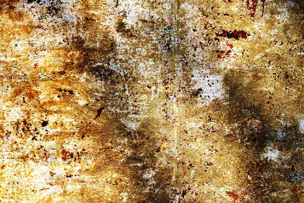 금이 페인트와 시간에 의해 세 녹슨 금속 배경 — 스톡 사진