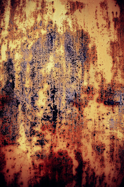 Old rusty metal with worn and cracked paint