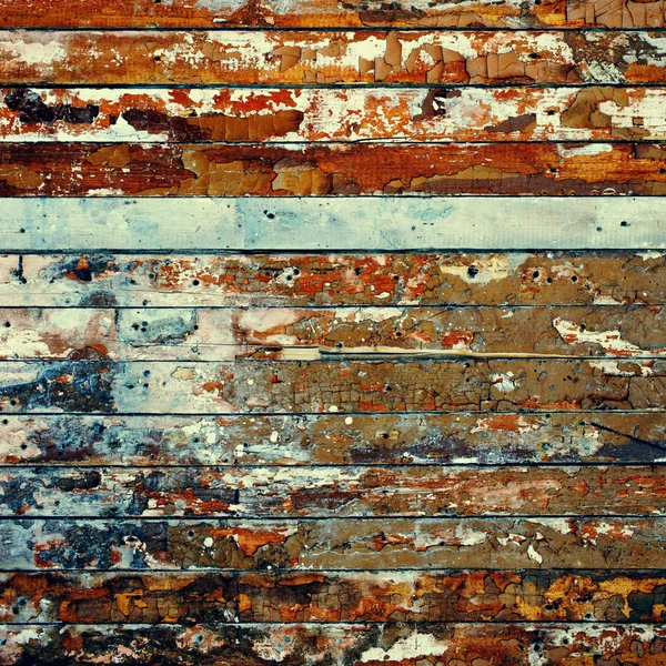 Fundo de madeira velho com pintura desgastada e rachada — Fotografia de Stock