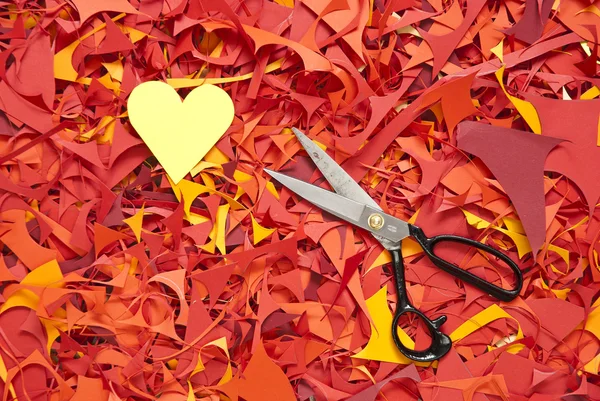 Valentinstag Scherenschnitt Hintergrund mit Schere — Stockfoto