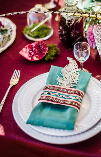 Configuración de mesa de boda en Boho stile —  Fotos de Stock