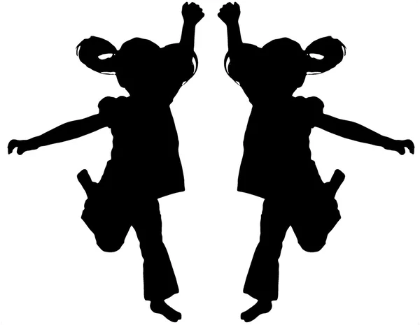 Silhouette of girls jumping — Stock Photo, Image