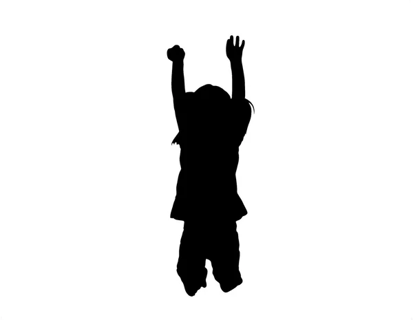 Hoppande barn siluett — Stockfoto