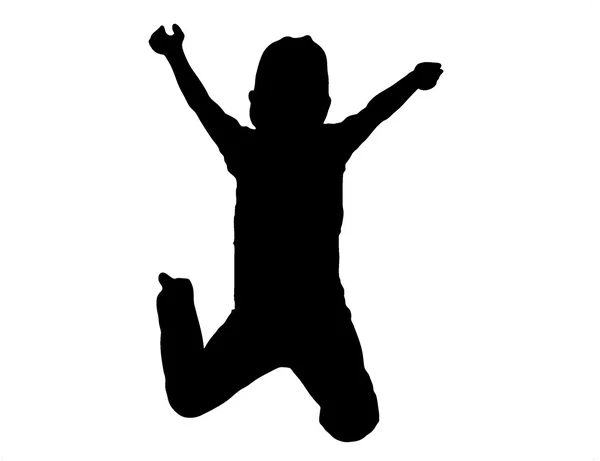Siluetten av barn hoppa — Stockfoto