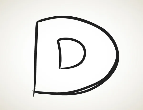 Alfabeto dibujado a mano, letra D — Vector de stock