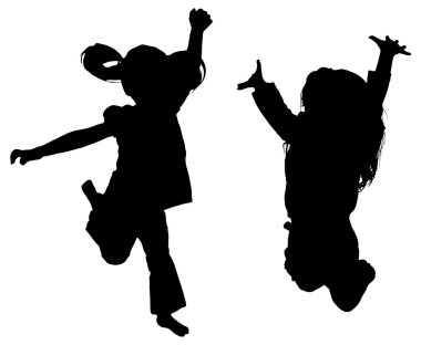 Atlama kızlar silüeti