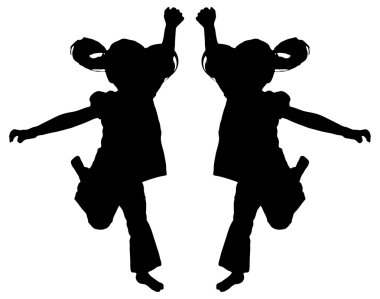 Atlama kızlar silüeti