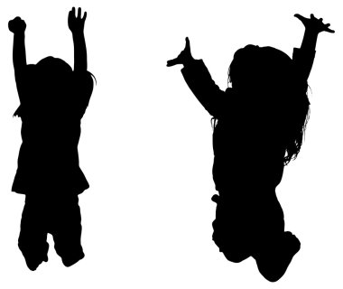 Atlama kızlar silüeti