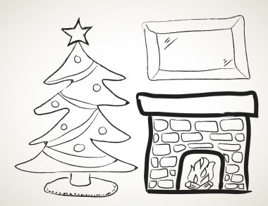 şömine ve Noel ağacı