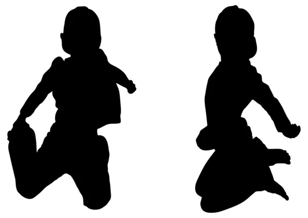 Silhouette of children jumping — Stock Vector