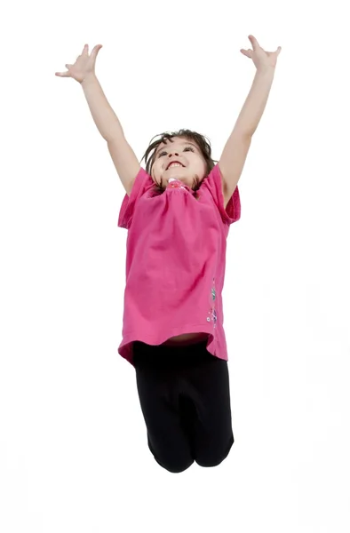 Menina feliz pulando no ar — Fotografia de Stock