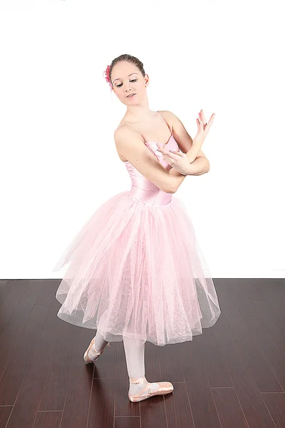 Ballerina dancing in studio — Stock Photo, Image