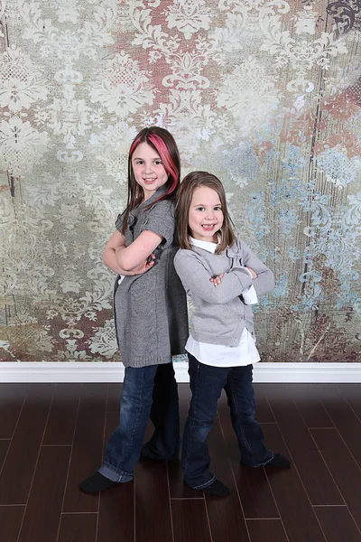 Adorable little sisters smiling — Stock Photo, Image