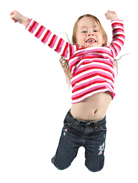 Menina feliz pulando no ar — Fotografia de Stock