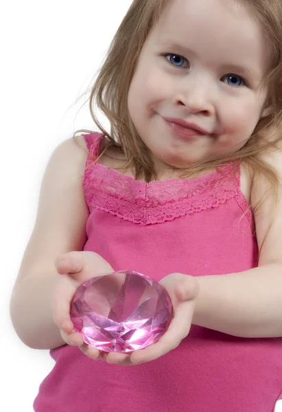 小女孩拿着钻石 — 图库照片